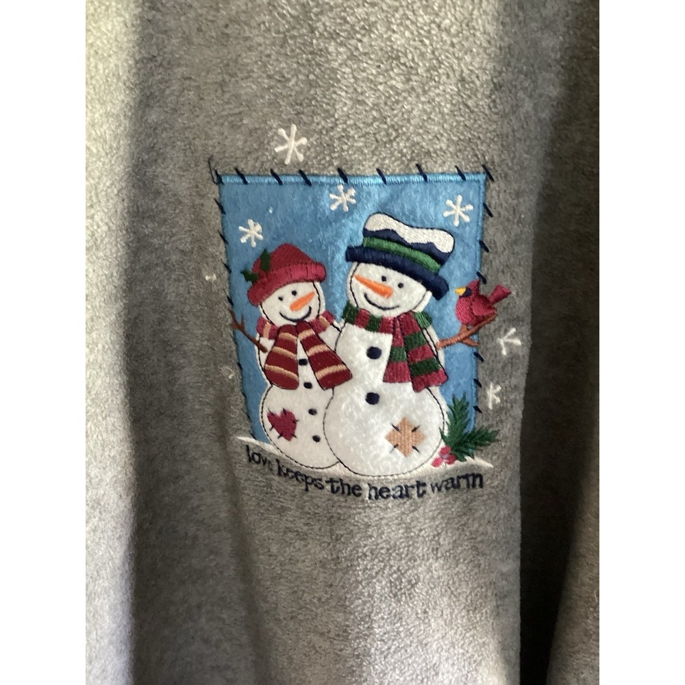 Craft & Barrow Sport Fleece Snowman Sweatshirt Large Grey - Picture 2 of 6